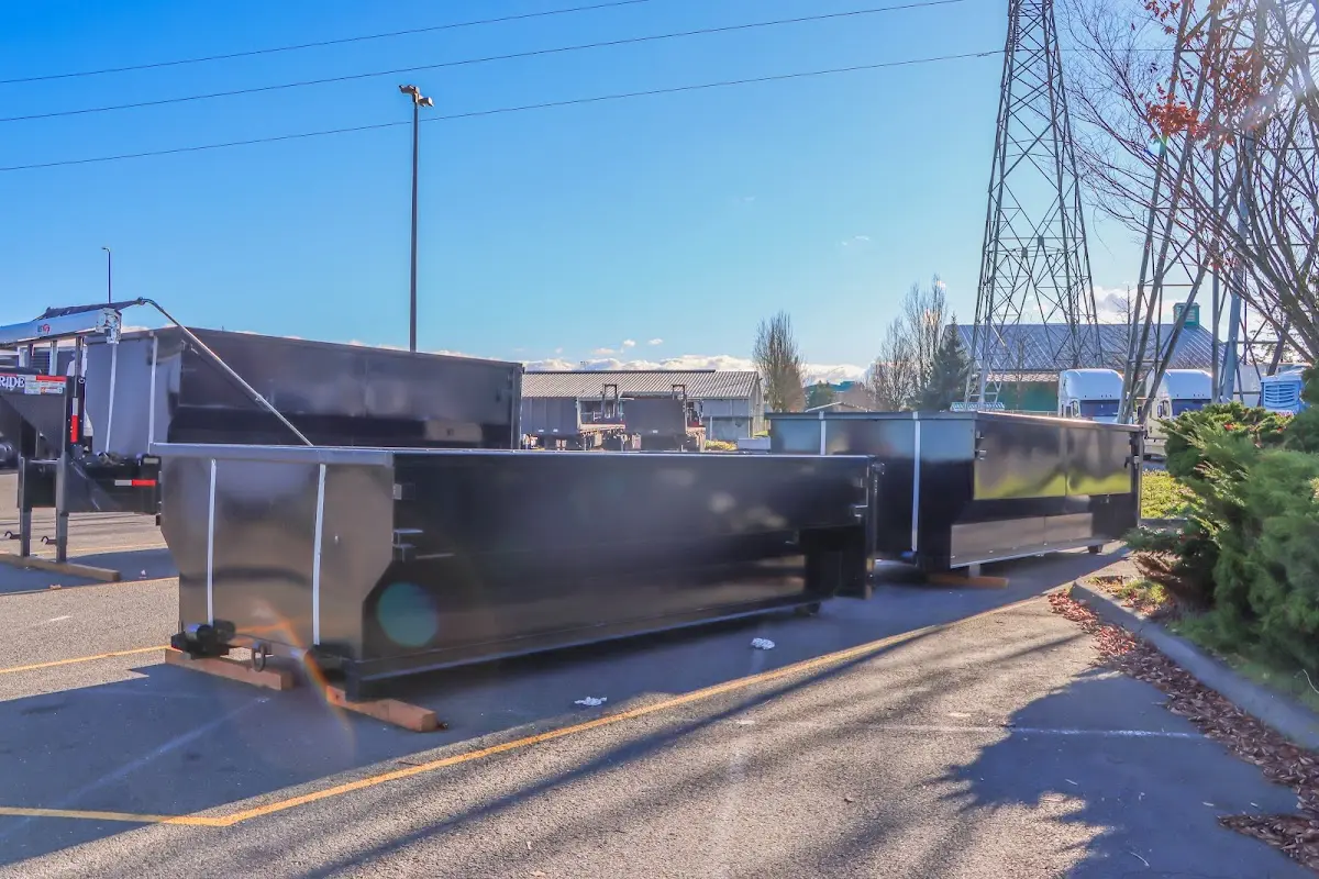 Roll-off dumpster ready for waste disposal at job site for Construction Dumpster Rental in Montgomery